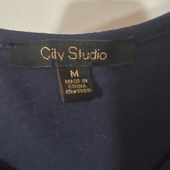 Blue Dress with Striped Bottom - Picture 2 of 3